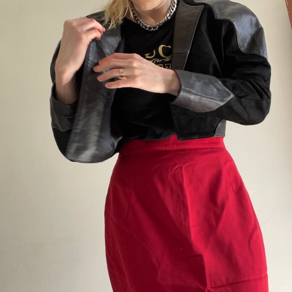 Vintage 80s Leather and suede leather jacket by CACCIA (M) - Picture 12 of 13